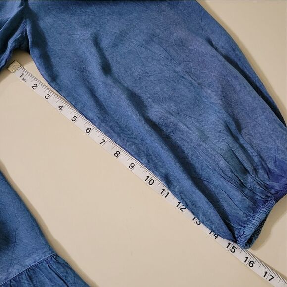 Wednesday's Girl Women's Tiered Blue Peasant Dress - Picture 12 of 16